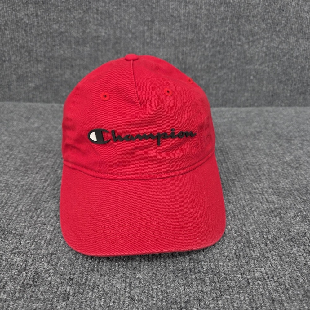 Champion Hat Cap Strap Back Adjustable Red‎ Twill Gym Hike Pickleball Golf Mens